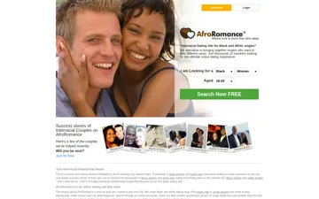 Screenshot of the AfroRomance website