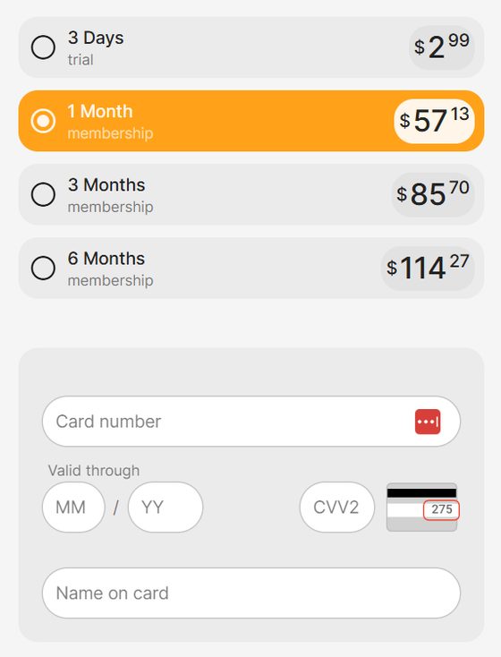 Screenshot of the BeNaughty prices