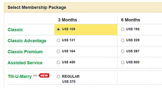 Screenshot of the BharatMatrimony prices