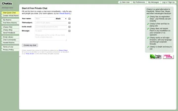 Screenshot of the Chatzy website
