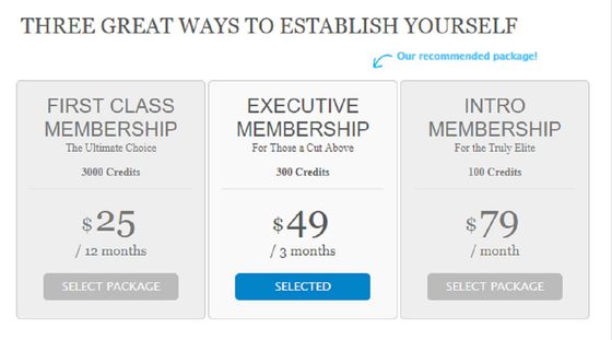 Screenshot of the Established Men prices