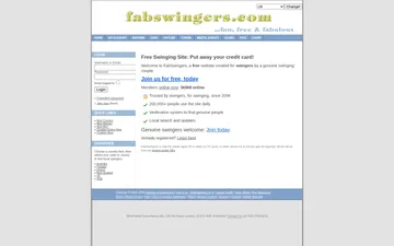 Screenshot of the FabSwingers website