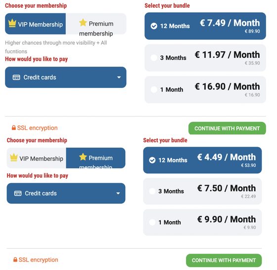 Screenshot of the Fuck.com prices