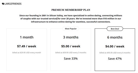 Screenshot of the LargeFriends prices