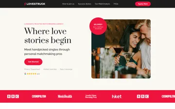 Screenshot of the Lovestruck website