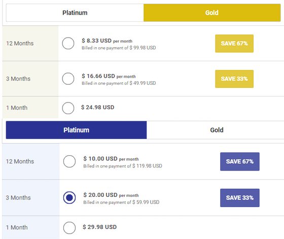 Screenshot of the MalaysianCupid prices