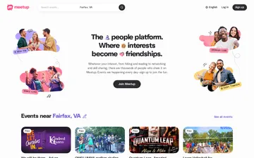Screenshot of the Meetup website