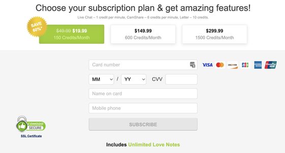 Screenshot of the Russian Brides prices