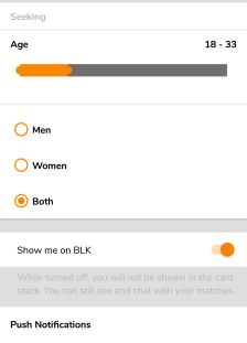 BLK search settings