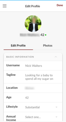 Sugarbook Mobile App Profile