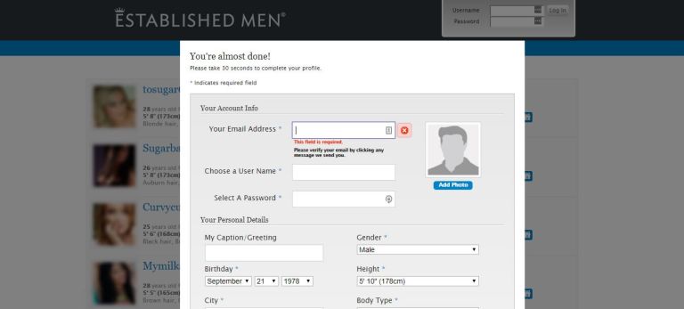 established men registration step