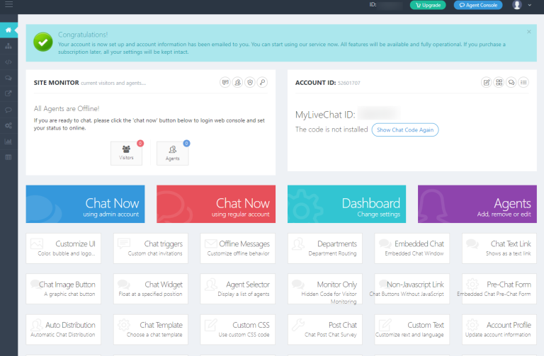 My live chat console