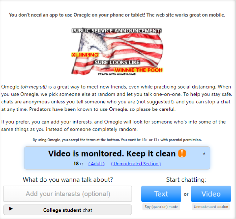 How are Omegle and other video chat sites different from dating sites?